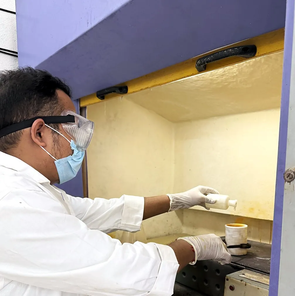 Sample preparation under the fume hood